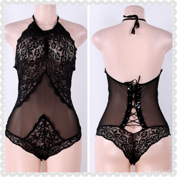 ***LAST 1***BLACK lace bandage teddy - Picture 2 of 7